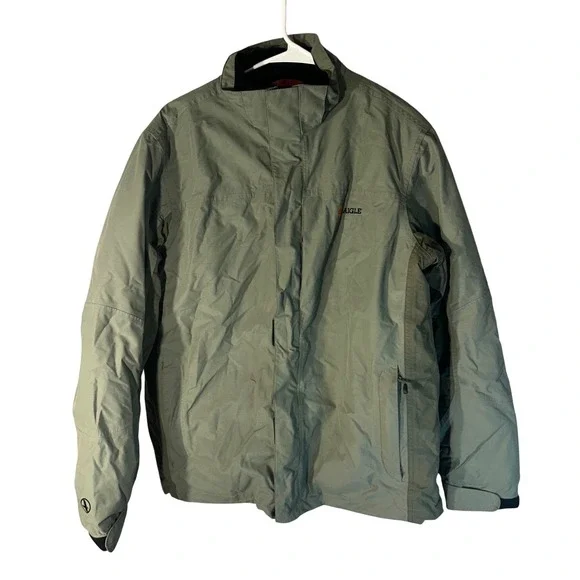 Aigle Mens Full Zip Field Jacket Sage Green Nylon Cotton Size M RN 58909
